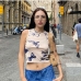 3  Fashion Butterfly Pattern Sleeveless Crop Tank Top