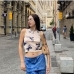 4  Fashion Butterfly Pattern Sleeveless Crop Tank Top