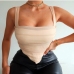 1 Fishbone Gauze Pure Color Square Neck Tank Top