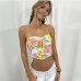 1 Flower Printed Strapless Backless Crop Tank Top