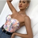 3 Flower Printing Strapless Backless Sexy Tank Top