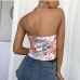 4 Flower Printing Strapless Backless Sexy Tank Top