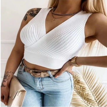  Leisure Deep V Solid Summer Tops For Women