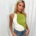 1 Leisure Time Contrast Color Ruched Tank Top