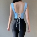 5 Pure V Neck Back Lace Up Tank Top