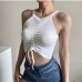 4 Ruched Solid Drawstring Cropped Tank Top