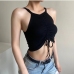 5 Ruched Solid Drawstring Cropped Tank Top