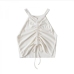 8 Ruched Solid Drawstring Cropped Tank Top