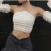 3 Ruffle Halter Backless Crop Tank Top With Sleeve