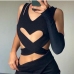 6 Sexy Hollowed Out Black Cropped Tank Top