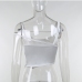 12Asymmetric White Satin White Ladies Tank Tops