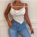 8Asymmetric White Satin White Ladies Tank Tops