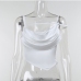 10Asymmetric White Satin White Ladies Tank Tops