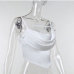 11Asymmetric White Satin White Ladies Tank Tops