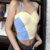 9Attractive Contrast Color Cropped Top Halter Tank