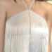 13Attractive Shiny Fringe Halter Cropped Tank Top 