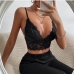 3Black Sexy Lace Crop Tank Top