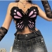 4Butterfly Backless Spaghetti Strap Cropped Tank Top