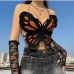 6Butterfly Backless Spaghetti Strap Cropped Tank Top