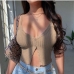 1Button Up Solid Cropped Camisole Tops