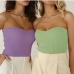 1Casual Pure Color Strapless Sleeveless Tank Top