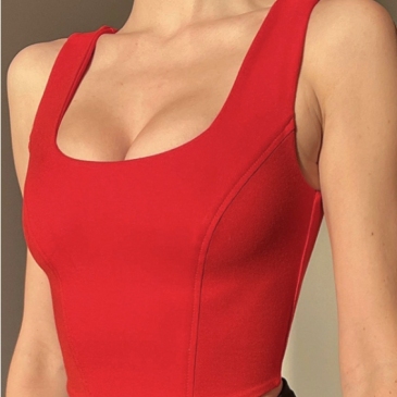 Casual Red Slim Fitted Tank Tops For Women