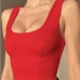 1Casual Red Slim Fitted Tank Tops For Women