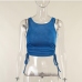 12Casual Solid Crew Neck Drawstring Cropped Camisole