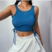 4Casual Solid Crew Neck Drawstring Cropped Camisole