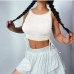 11Casual Solid Crew Neck Drawstring Cropped Camisole