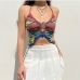 3Chic Butterfly Multicolored Halter Cropped Tank Tops