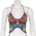 6Chic Butterfly Multicolored Halter Cropped Tank Tops