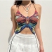 1Chic Butterfly Multicolored Halter Cropped Tank Tops