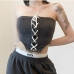 3Chic Gray Zipper Up Strapless Tops For Women