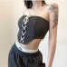 4Chic Gray Zipper Up Strapless Tops For Women