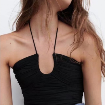 Chic Irregular Halter Cropped Tank Top