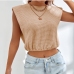 1Chic Knit Solid Sleeveless Cropped Tank Tops