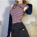 5Chic Striped Ladies Fitted Tanks And Sleeve