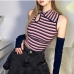 1Chic Striped Ladies Fitted Tanks And Sleeve