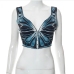 4Chic Summer Low Cut Butterfly Print Cropped Tanks