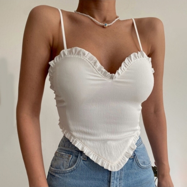 Chic White Spaghetti Strap  Tie-wrap  Camisole Tops