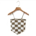 12Color Block Checkered Women Camisole Tops