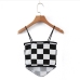 11Color Block Checkered Women Camisole Tops