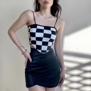 Color Block Checkered Women Camisole Tops