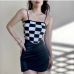 1Color Block Checkered Women Camisole Tops