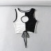 3Color Block Keyhole Female Crop Top Tank Top