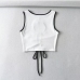 4Color Block Keyhole Female Crop Top Tank Top