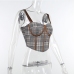 6Contrast Color Plaid Sleeveless Tops For Women