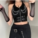 3Cool Chain Patchwork Halter Neck Black Tanks