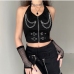 4Cool Chain Patchwork Halter Neck Black Tanks